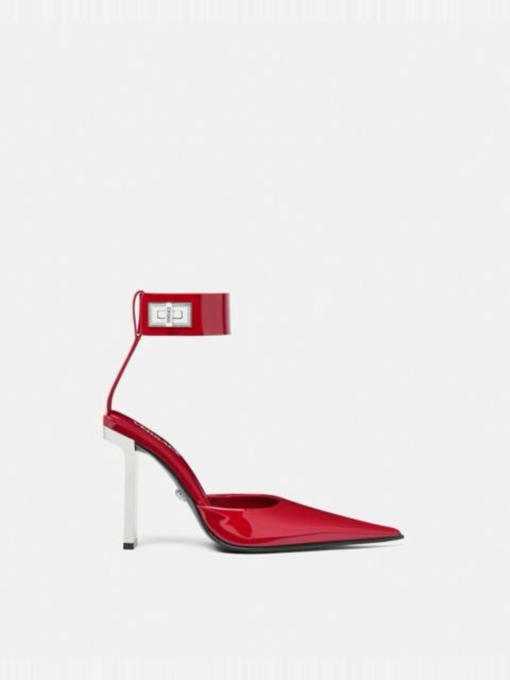 Versace Red Patent Pointed Ankle-Strap Stiletto Pumps